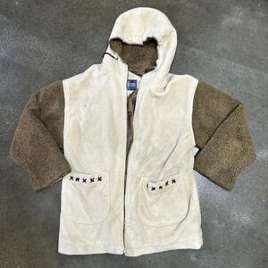 Vintage Innovations By Izzi Size XL Brown Fleece Hooded Zip Up